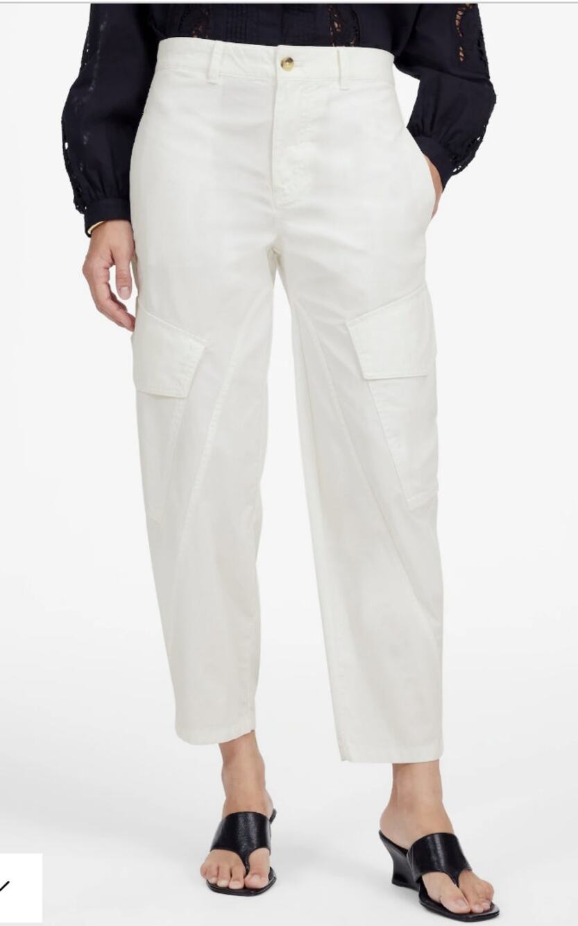 Madewell The Barrel-Leg Utility Pant WMN 4 White Garment-Dyed Twill NU693 Seamed